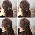 SGM 4 pieces Minimalist Hair Clips Hairpin Hair Clamps,Circle,Triangle, Moon and Infinity Pattern for Women Girls (Gold & Silver)