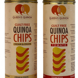 Guilt Free Queens Quinoa CHIPS 1pc Tomato Flavour 1pc Cream & Onion Falvour What is Guilt Free 1. Guilt Free Ingredient: Quinoa, a whole grain promoted by United Nations having complete protein, low GI Index with loads of Vitamins & Minerals. 2. Guilt Free Consumption: Consuming responsibly with No overspending, lower food wastage & packing in reusable Tin Can. 3. Guilt-Free Lifestyle: Transparency and Honesty—from sourcing materials to production, labor management and marketing to recycling.