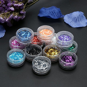 Rrimin 12Pcs Colourful Women Girl Nail Art DIY Sequins Pearls Sparkles Powders Glitter Pailette Nail Decoration Manicure Beauty Tips (Small Sequins)